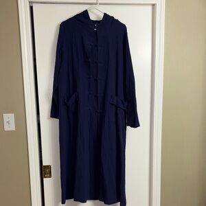 Classic Navy Long Sleeve Hooded Dress